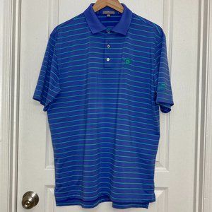 Peter Millar | Blue W/ Green Horizontal Stripes Summer Comfort Golf Polo | L.